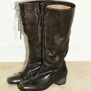 Puki Global Leather Boots Burnished Black/Brown